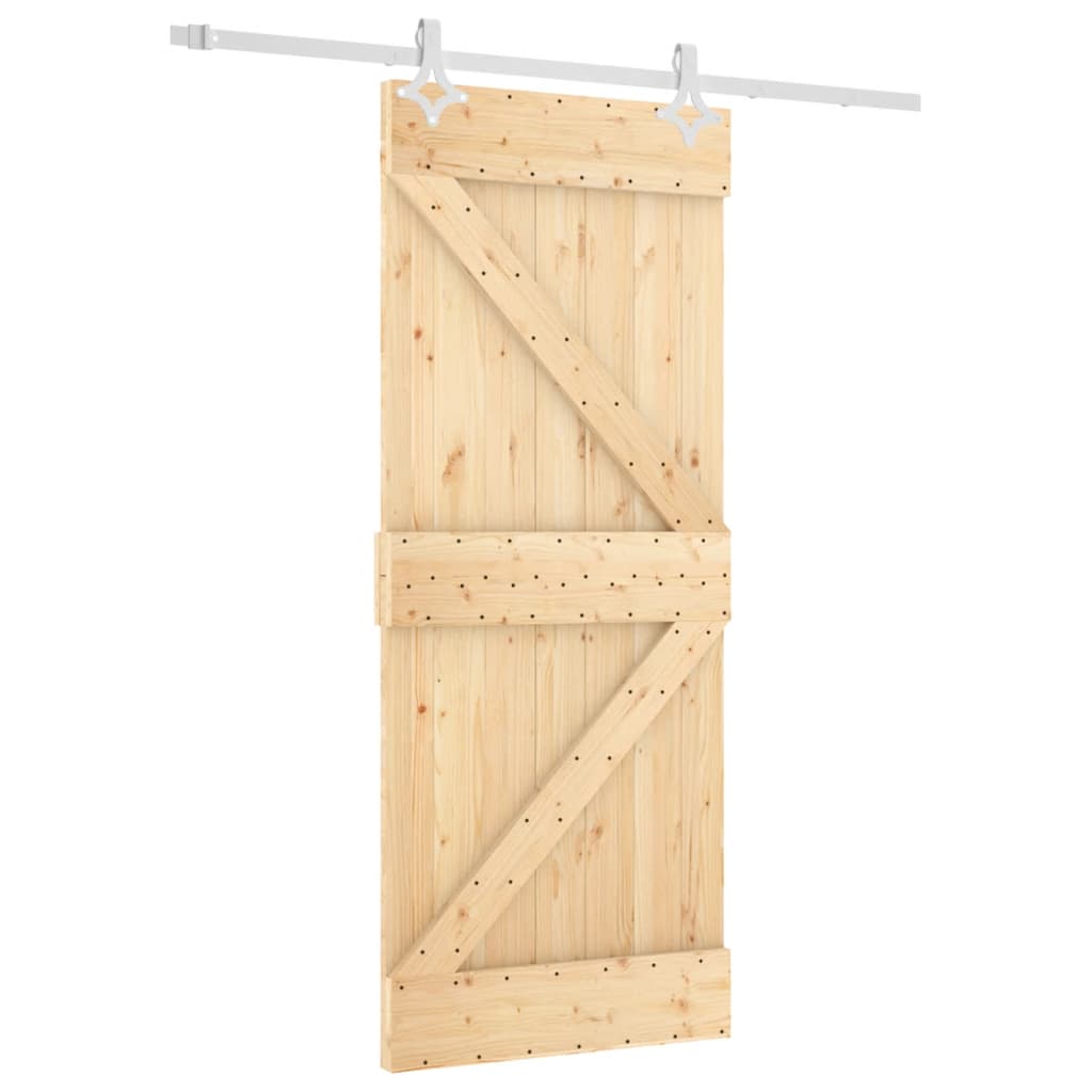 Ușă Glisantă Cu Set De Feronerie 85X210 Cm, Lemn Masiv De Pin