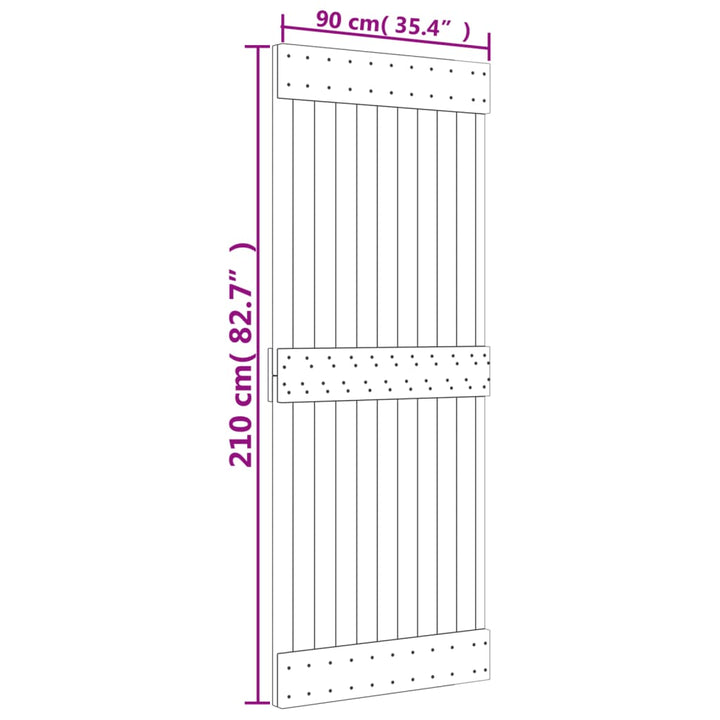 Ușă Glisantă Cu Set Feronerie, 90X210 Cm, Lemn Masiv De Pin