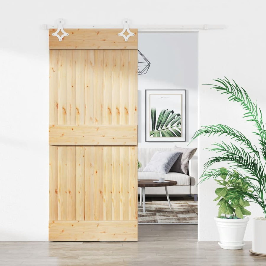Ușă Glisantă Cu Set Feronerie, 90X210 Cm, Lemn Masiv De Pin