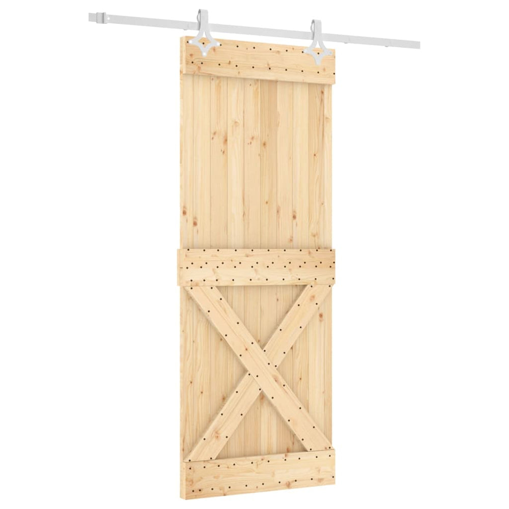 Ușă Glisantă Cu Set De Feronerie 80X210 Cm, Lemn Masiv De Pin