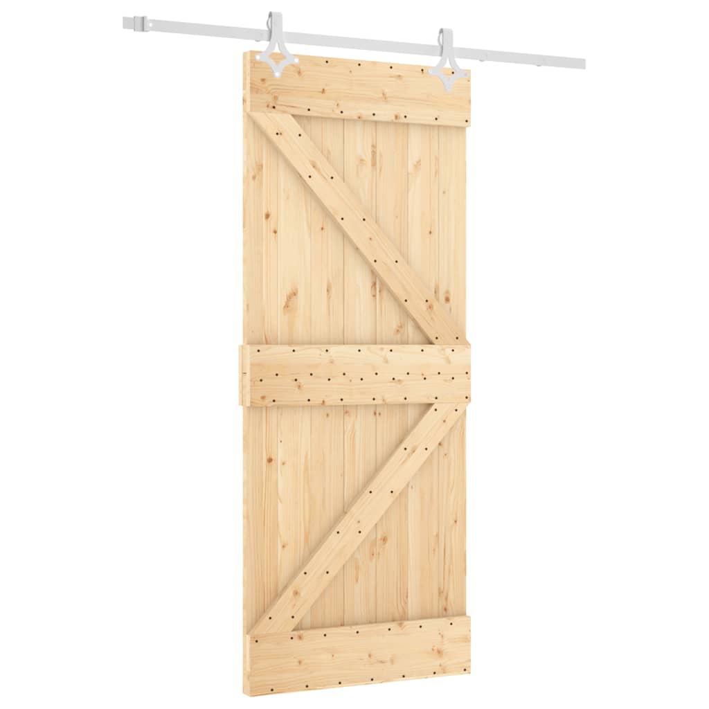 Ușă Glisantă Cu Set De Feronerie 85X210 Cm, Lemn Masiv De Pin