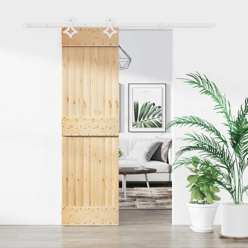 Ușă Glisantă Cu Set De Feronerie 70X210 Cm, Lemn Masiv De Pin