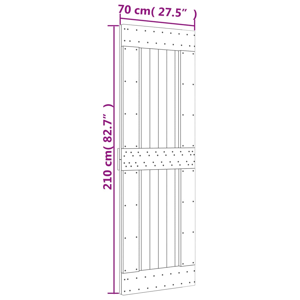 Ușă Glisantă Cu Set De Feronerie 70X210 Cm, Lemn Masiv De Pin