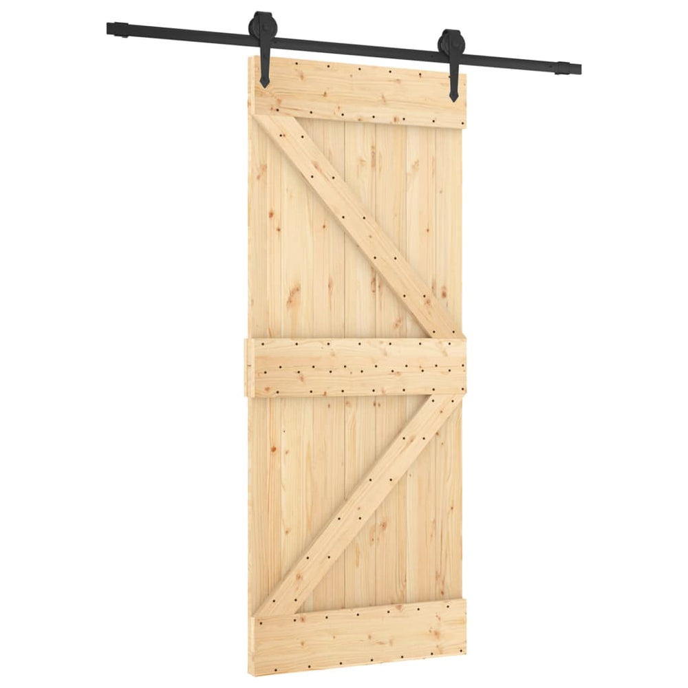 Ușă Glisantă Cu Set De Feronerie 85X210 Cm, Lemn Masiv De Pin