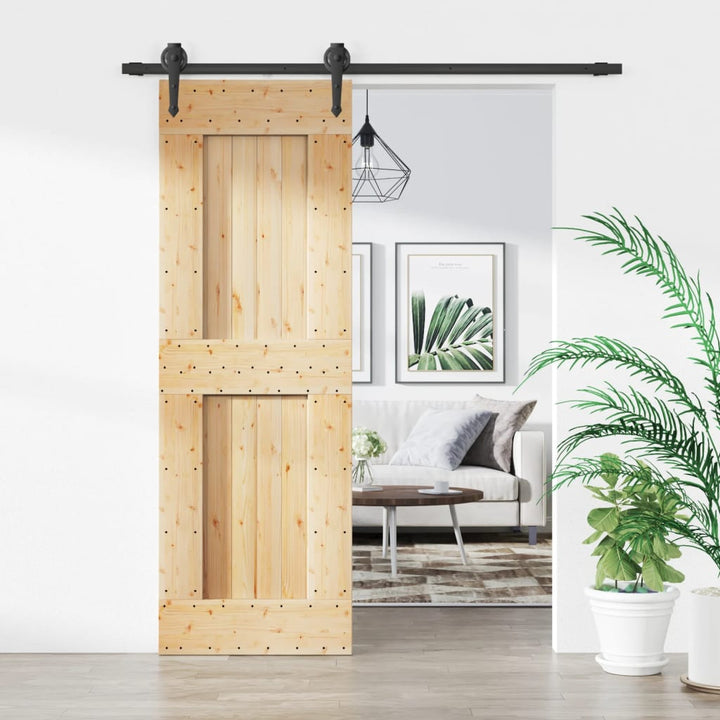 Ușă Glisantă Cu Set De Feronerie 70X210 Cm, Lemn Masiv De Pin