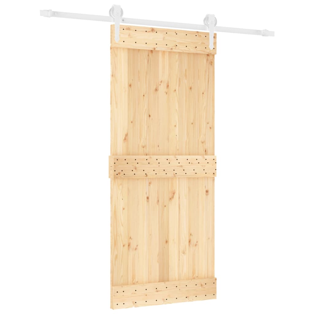 Ușă Glisantă Cu Set Feronerie, 90X210 Cm, Lemn Masiv De Pin