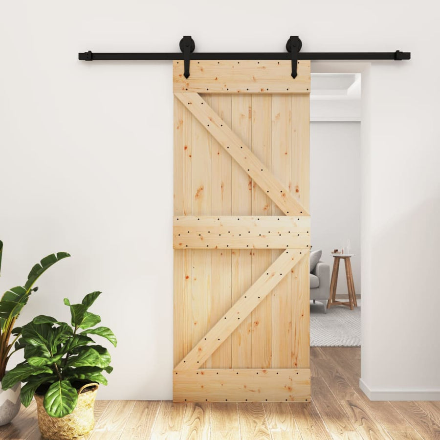 Ușă Glisantă Cu Set De Feronerie 85X210 Cm, Lemn Masiv De Pin