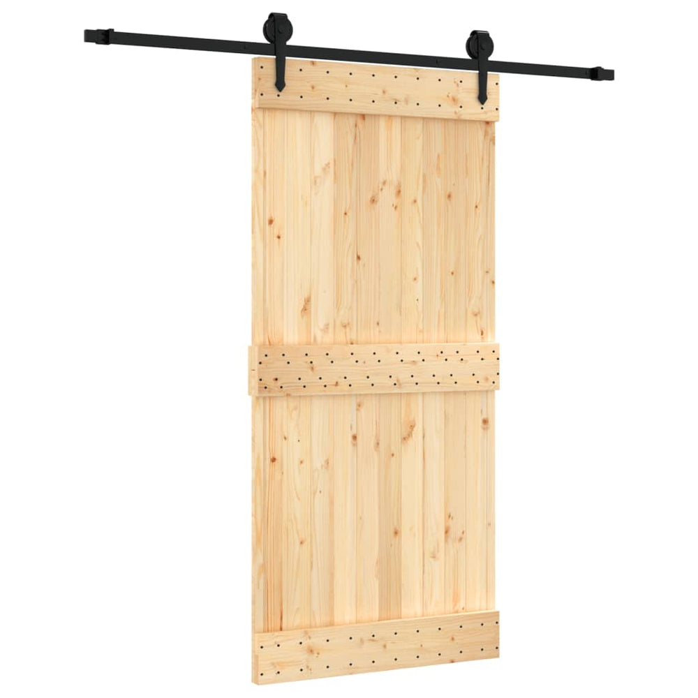 Ușă Glisantă Cu Set De Feronerie 95X210 Cm, Lemn Masiv De Pin