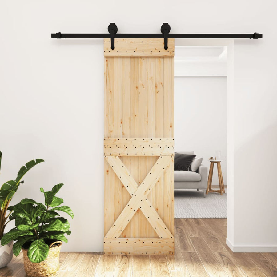 Ușă Glisantă Cu Set De Feronerie 70X210 Cm, Lemn Masiv De Pin