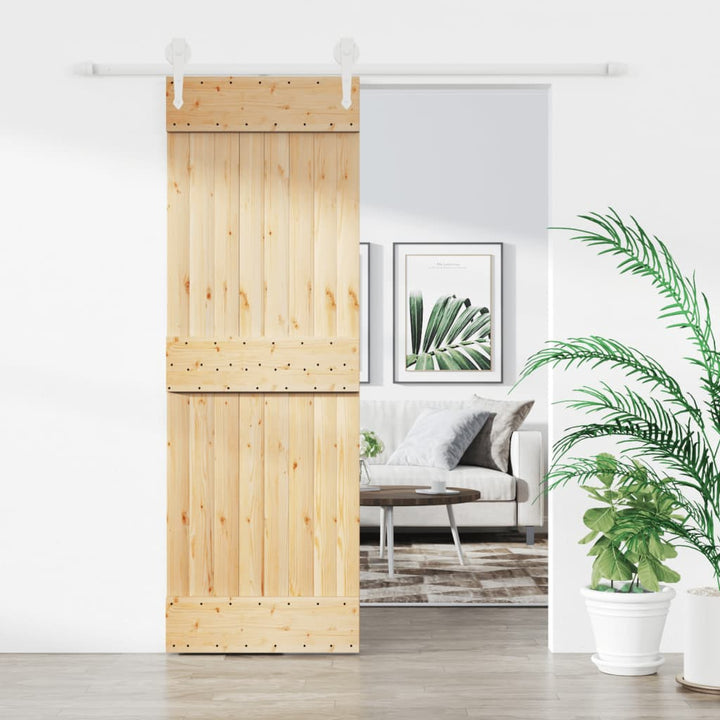 Ușă Glisantă Cu Set De Feronerie 70X210 Cm, Lemn Masiv De Pin
