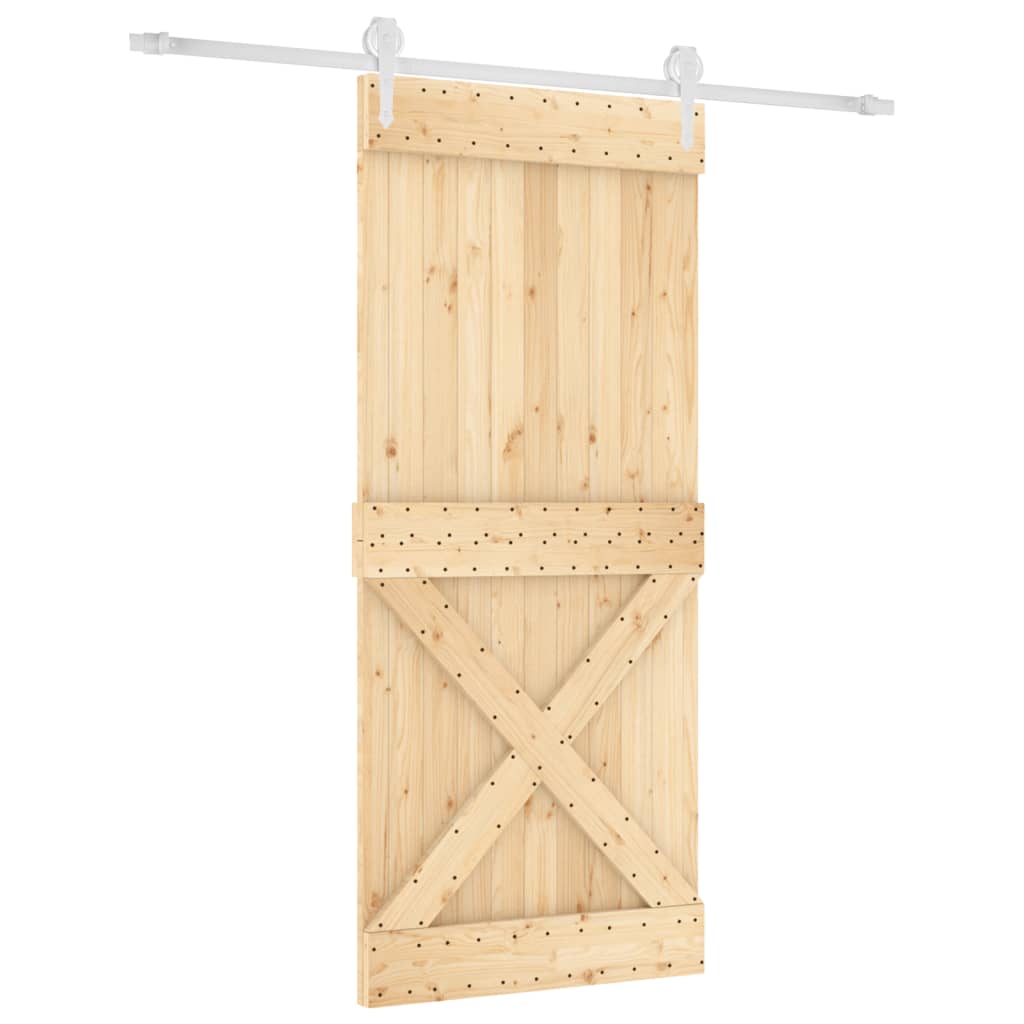 Ușă Glisantă Cu Set Feronerie, 90X210 Cm, Lemn Masiv De Pin