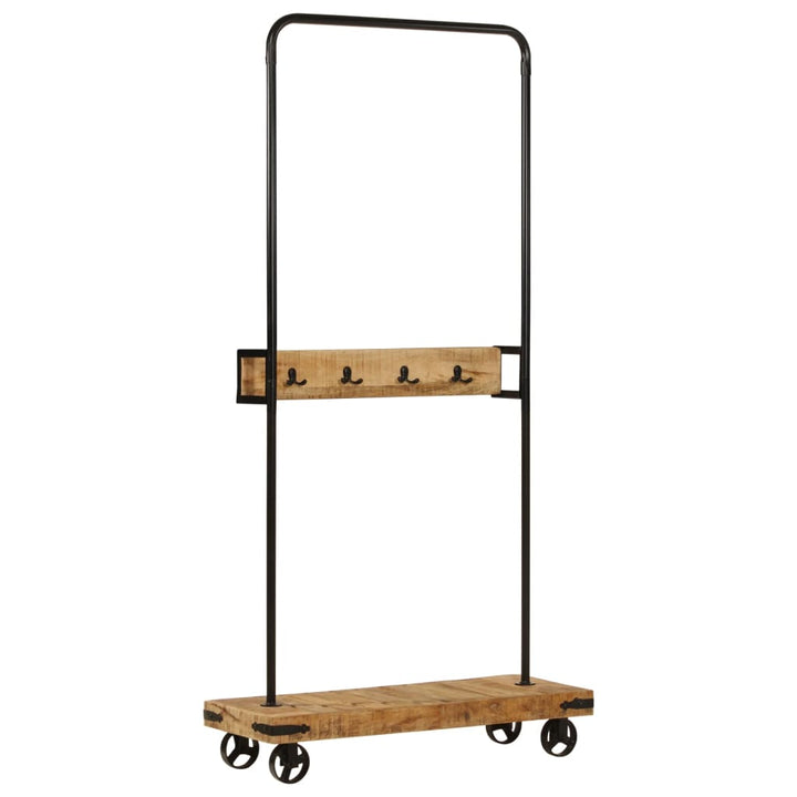 Suport Pentru Haine Cu Roți 90X35X190Cm Lemn Masiv Mango & Fier