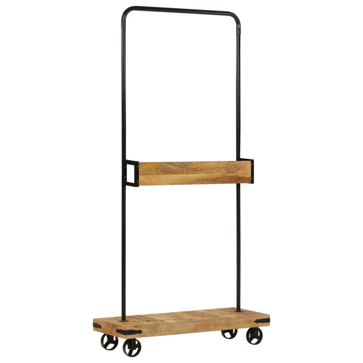 Suport Pentru Haine Cu Roți 90X35X190Cm Lemn Masiv Mango & Fier