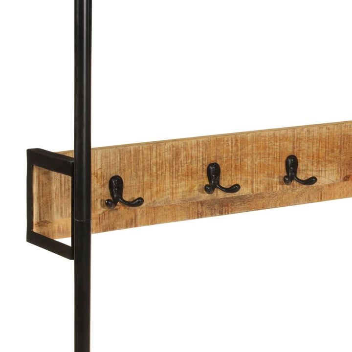 Suport Pentru Haine Cu Roți 90X35X190Cm Lemn Masiv Mango & Fier