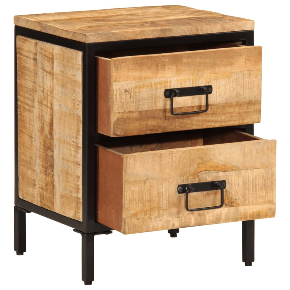Dulap De Pat Cu 40X35X53 Cm Lemn Masiv De Mango Brut