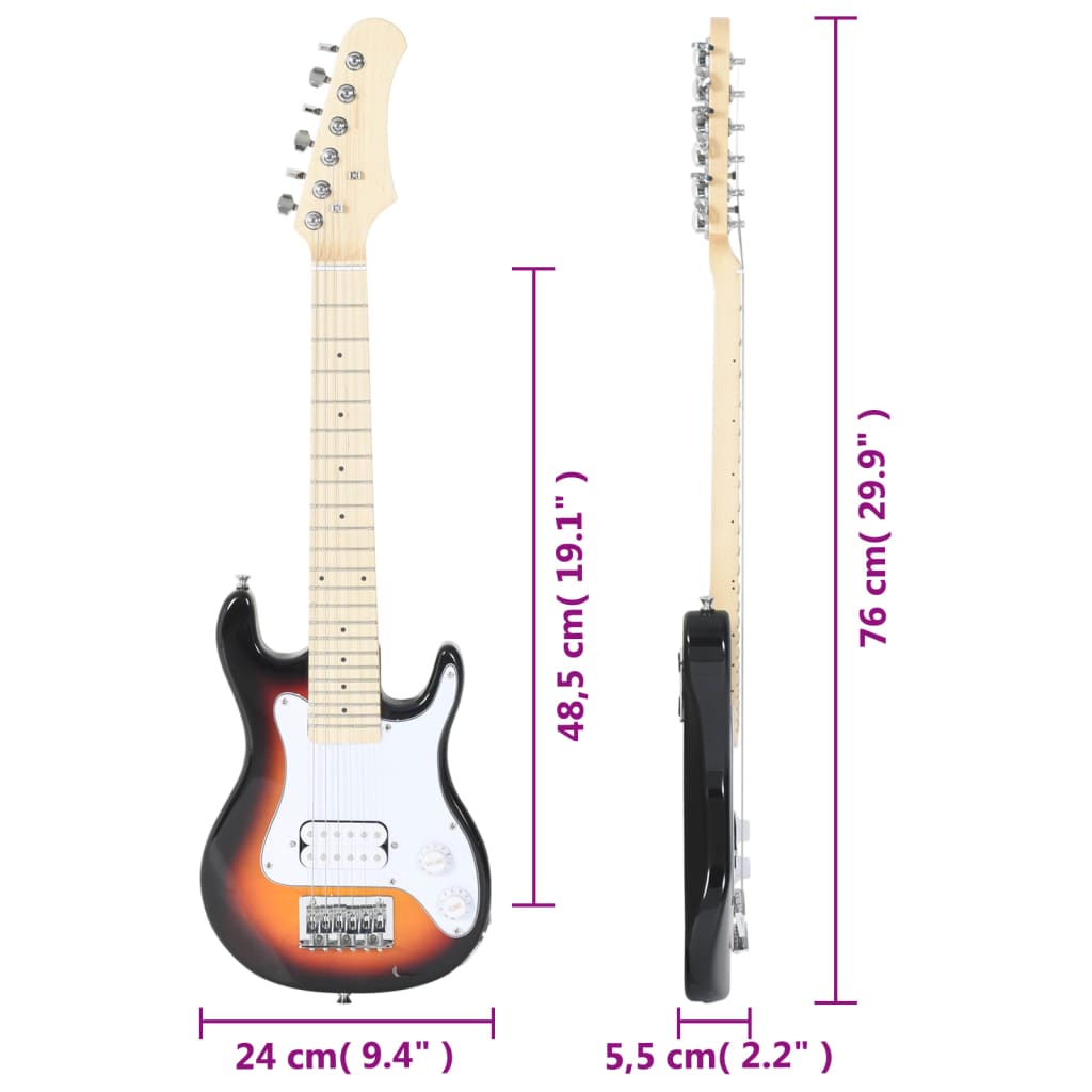 Chitara Electrică Pentru Copii, Cu Husă, Maro/Alb, 3/4 30"