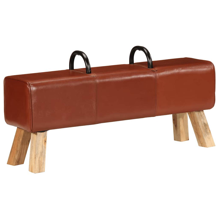 Bancă De Gimnastică, Maro, 110 Cm, Piele Naturală