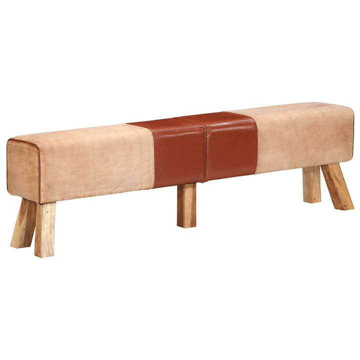 Bancă Bok Gimnastică Maro 110Cm Piele Naturală/Lemn Masiv Mango