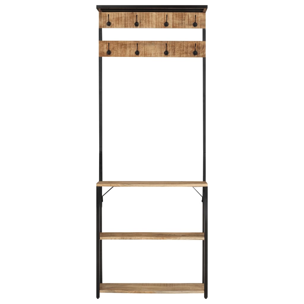 Cuier De Haine Cu Pantofar, 68X30X182 Cm, Lemn Masiv Mango Brut