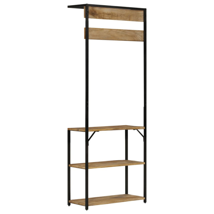 Cuier De Haine Cu Pantofar, 68X30X182 Cm, Lemn Masiv Mango Brut