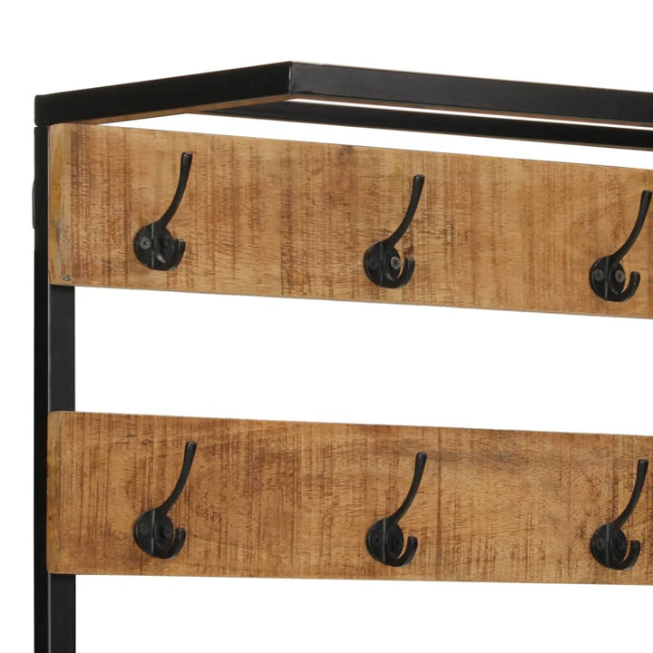 Cuier De Haine Cu Pantofar, 68X30X182 Cm, Lemn Masiv Mango Brut