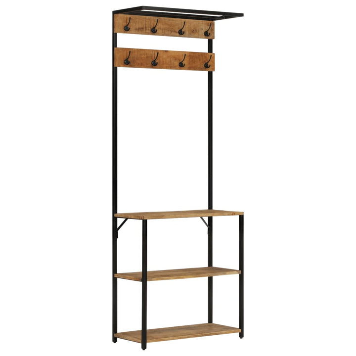 Cuier De Haine Cu Pantofar, 68X30X182 Cm, Lemn Masiv Mango Brut