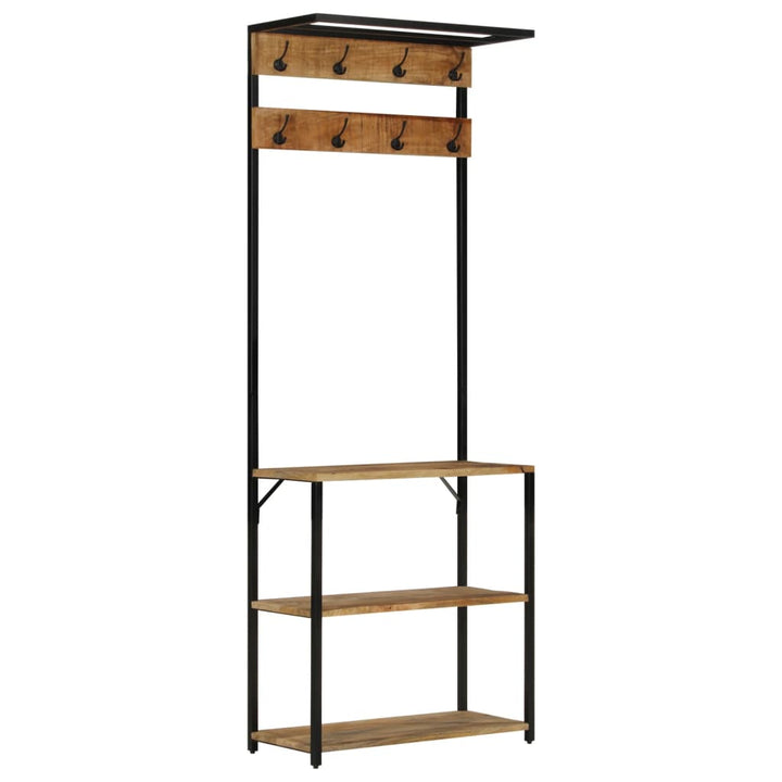 Cuier De Haine Cu Pantofar, 68X30X182 Cm, Lemn Masiv Mango Brut