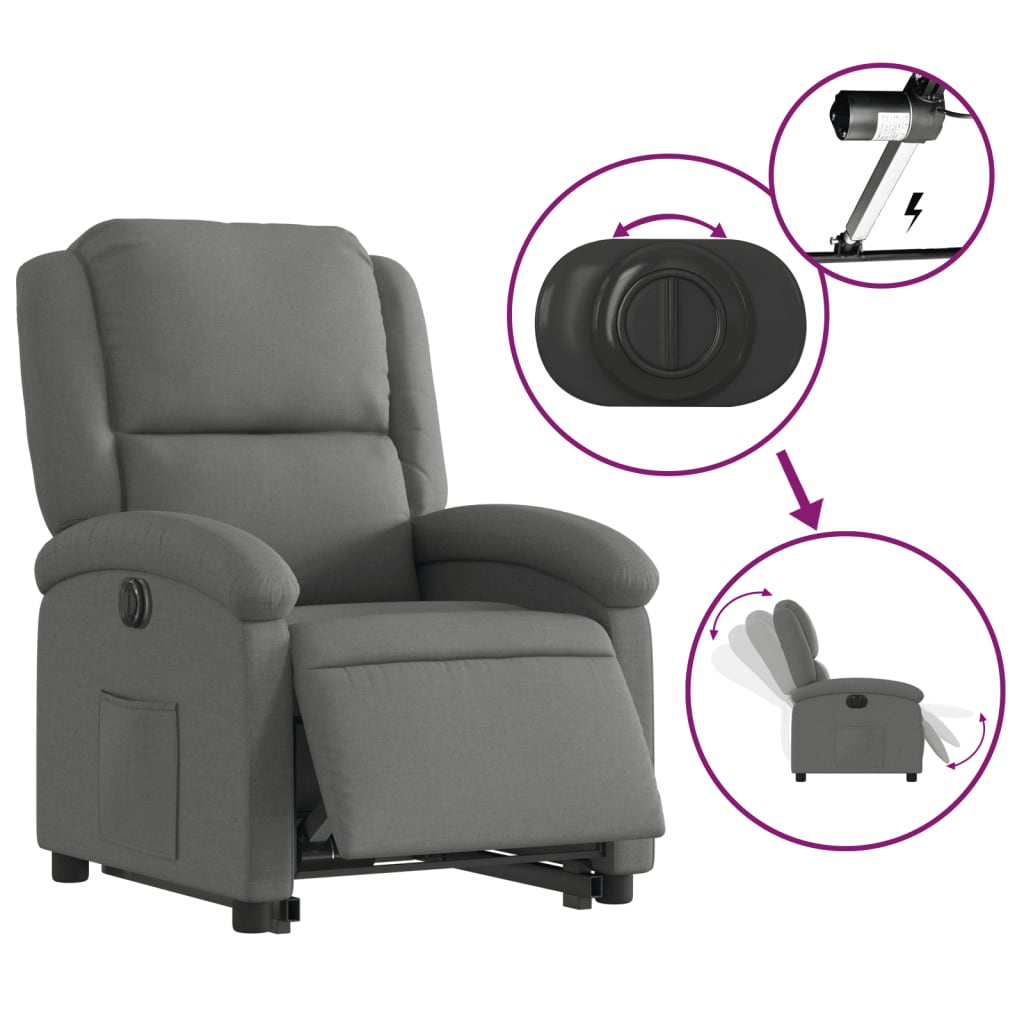 Fotoliu Electric Rabatabil Cu Ridicare, , Textil