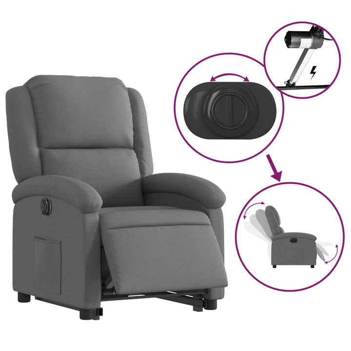 Fotoliu Electric Rabatabil Cu Ridicare, , Textil