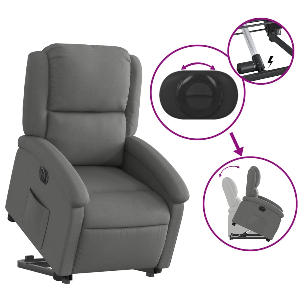 Fotoliu Electric Rabatabil Cu Ridicare, , Textil