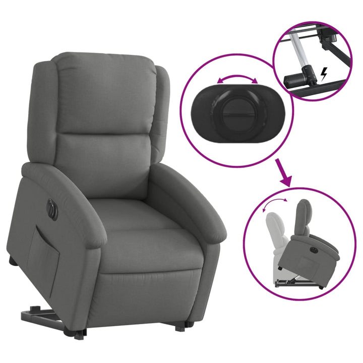 Fotoliu Electric Rabatabil Cu Ridicare, , Textil