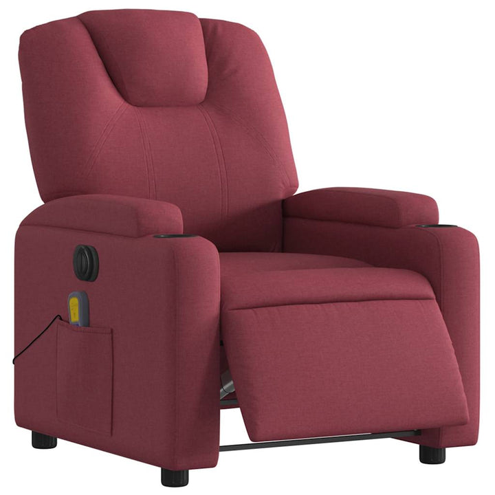 Vixl Fotoliu Electric De Masaj Rabatabil, Roșu Vin, Textil