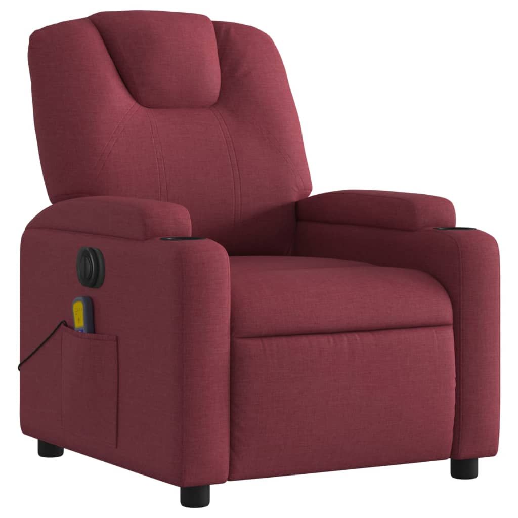 Vixl Fotoliu Electric De Masaj Rabatabil, Roșu Vin, Textil