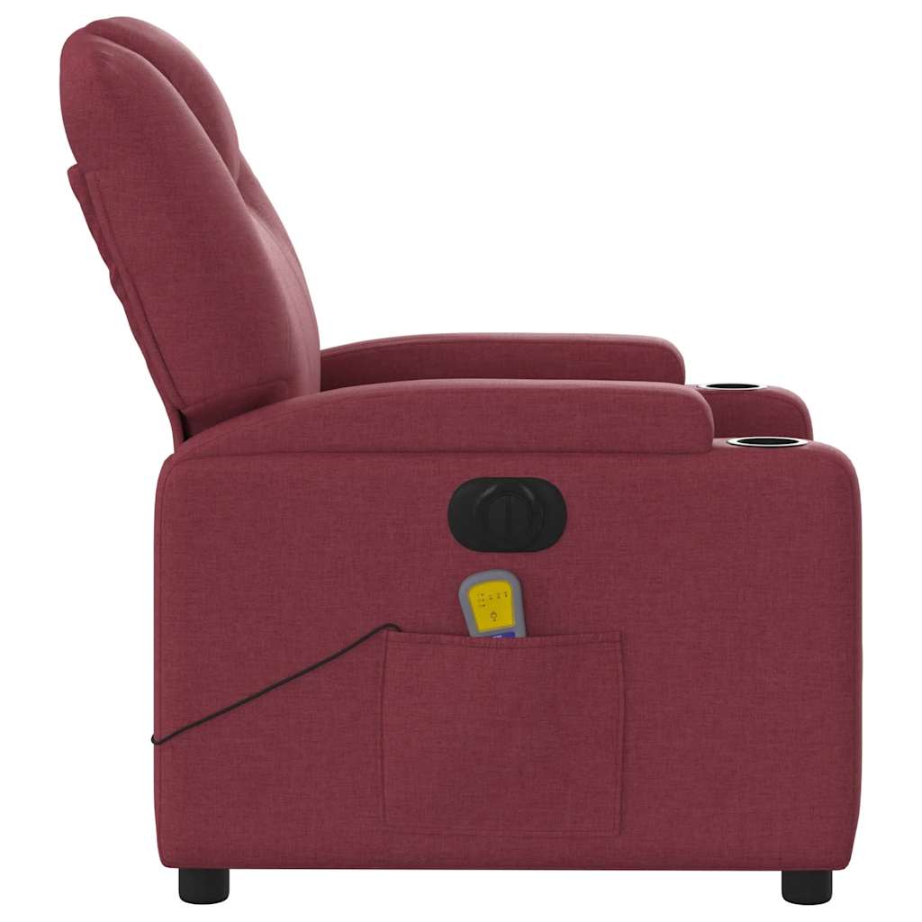 Vixl Fotoliu Electric De Masaj Rabatabil, Roșu Vin, Textil