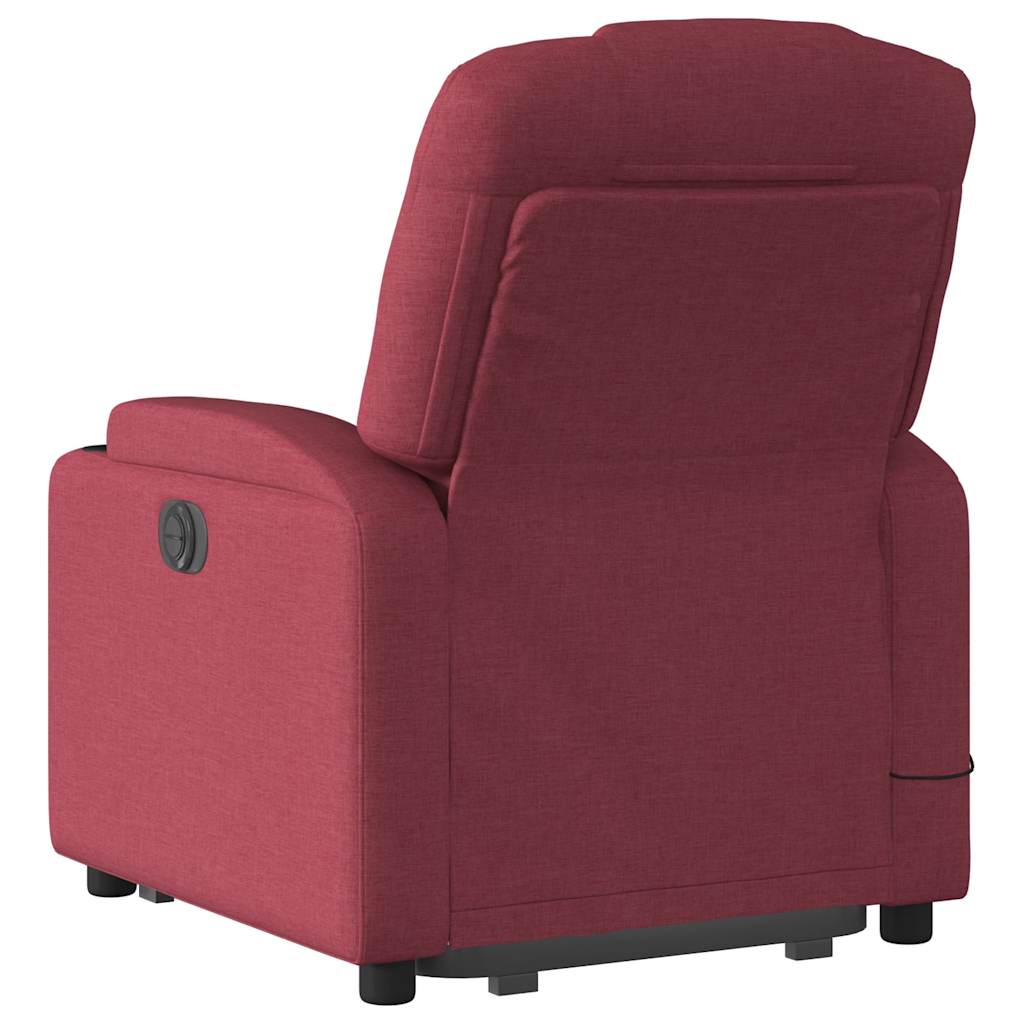 Vixl Fotoliu Rabatabil De Masaj Cu Ridicare, Roșu Vin, Textil