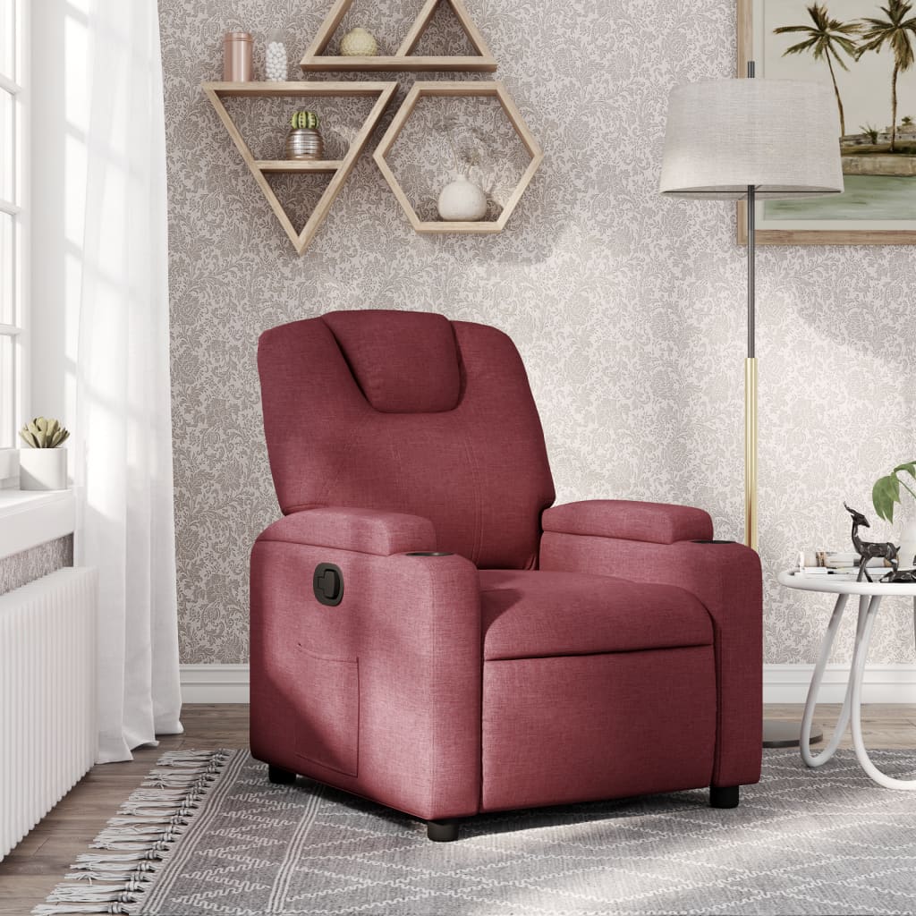 Vixl Fotoliu Electric De Masaj Rabatabil, Roșu Vin, Textil