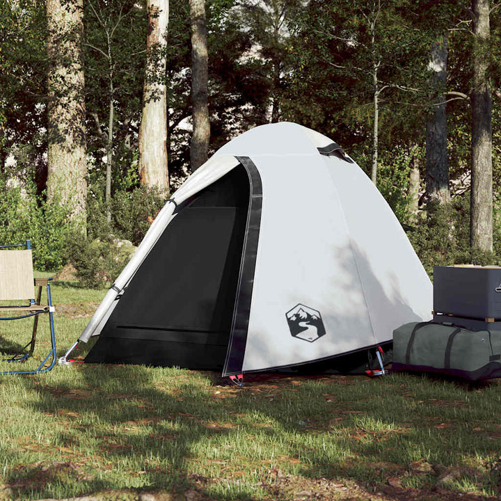Cort Camping Cupolă Alb, Țesătură Opacă, Impermeabil