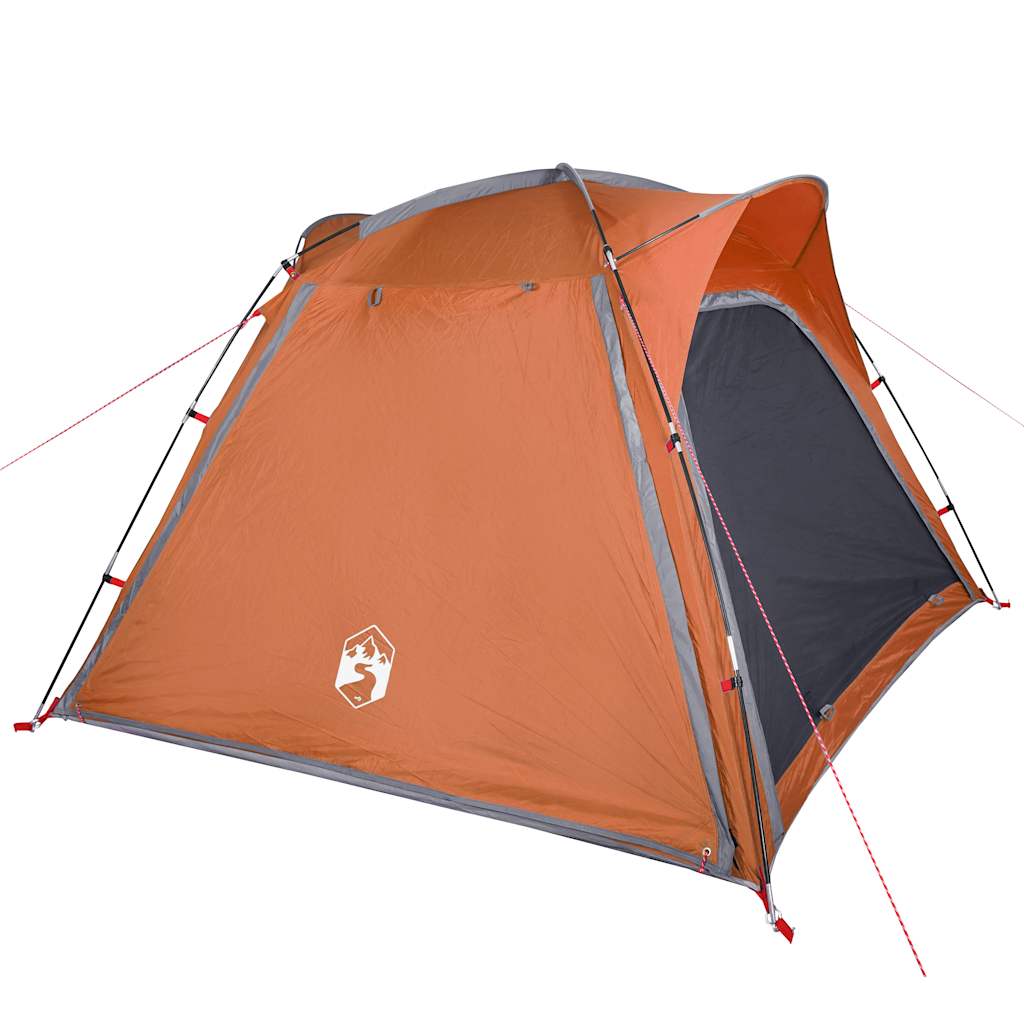 Cort Camping, 4 Persoane, Gri/Oranj, Impermeabil, Setare Rapidă