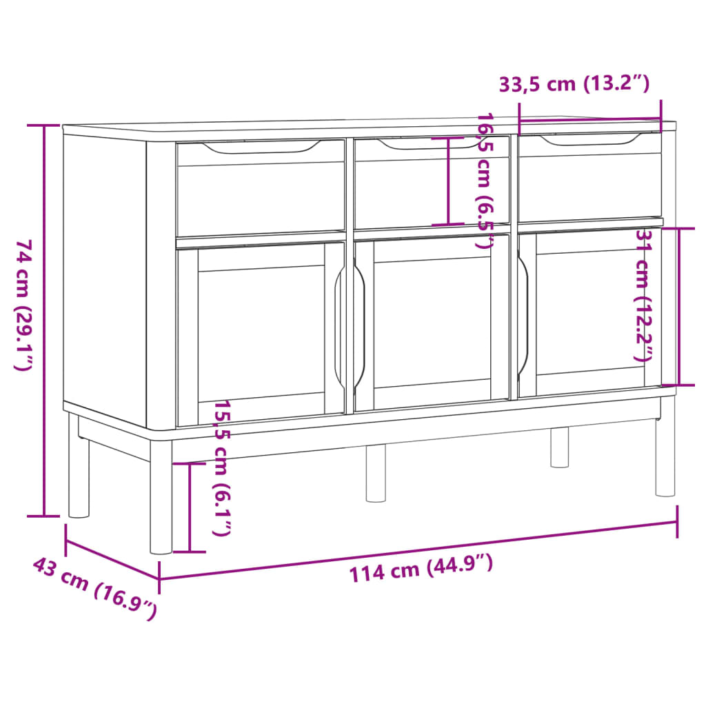 Dulap Floro, Maro Ceară, 114X43X74 Cm, Lemn Masiv Pin