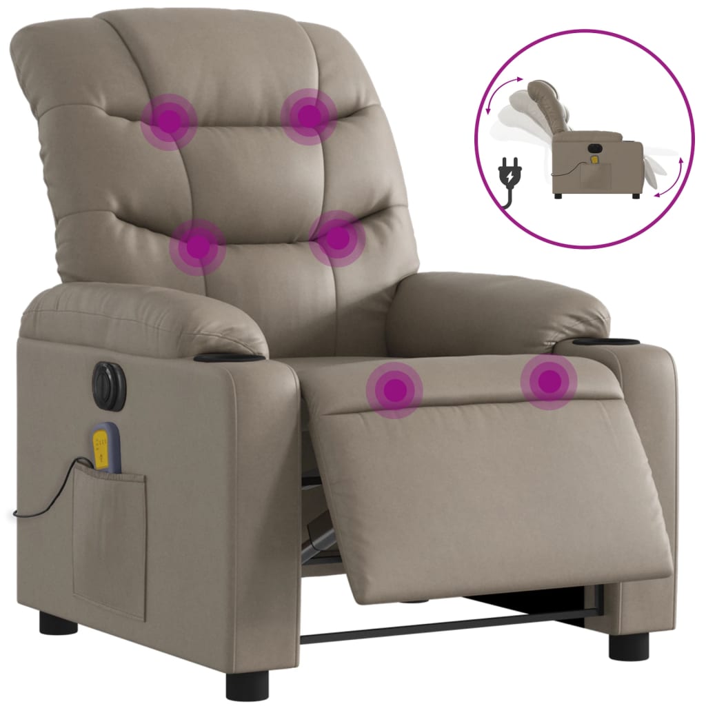 Vixl Fotoliu Electric Masaj Rabatabil, , Piele Ecologică