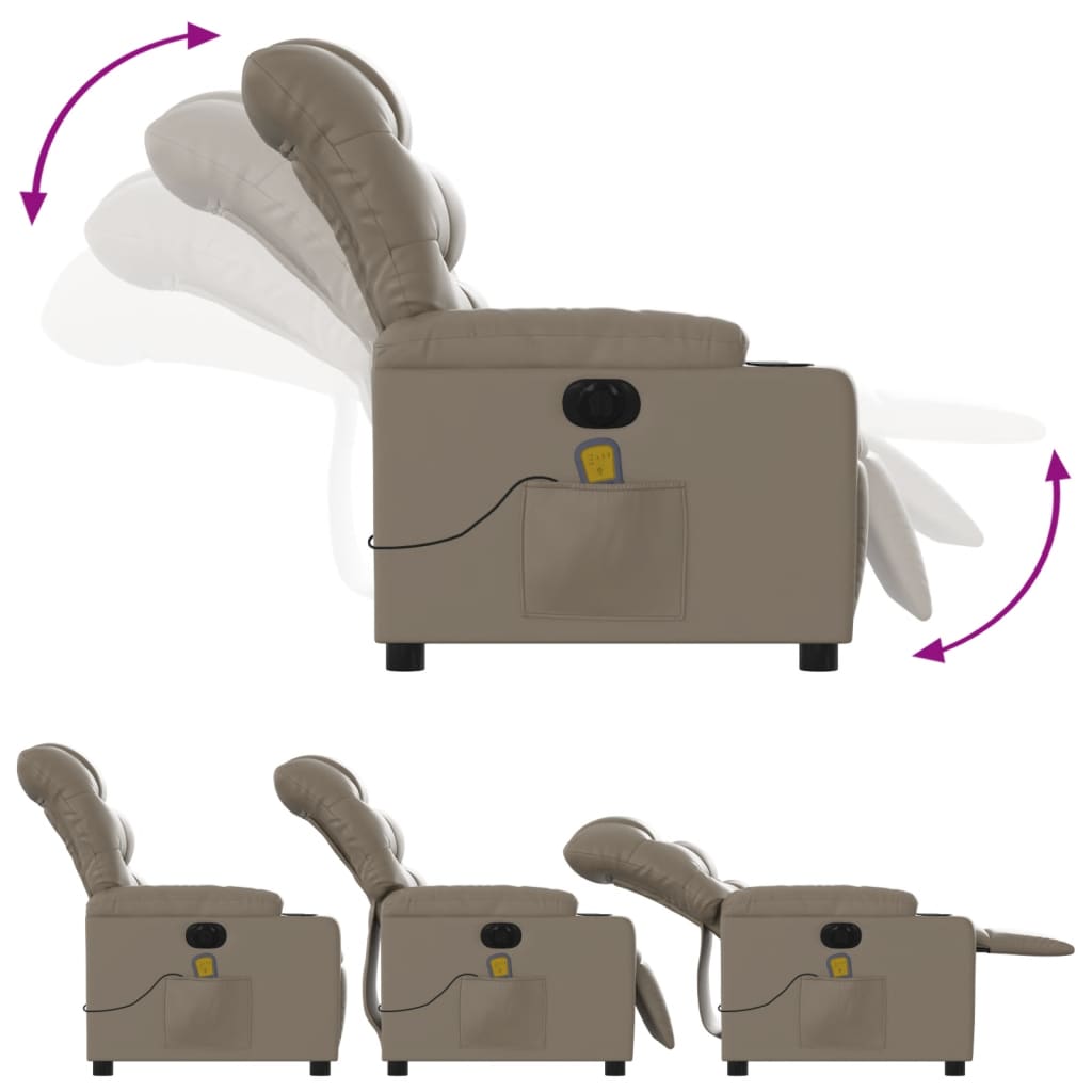 Vixl Fotoliu Electric Masaj Rabatabil, , Piele Ecologică