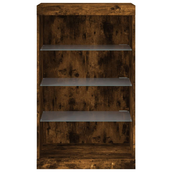 Servantă Cu Lumini Led, Stejar Fumuriu, 60,5X37X100 Cm