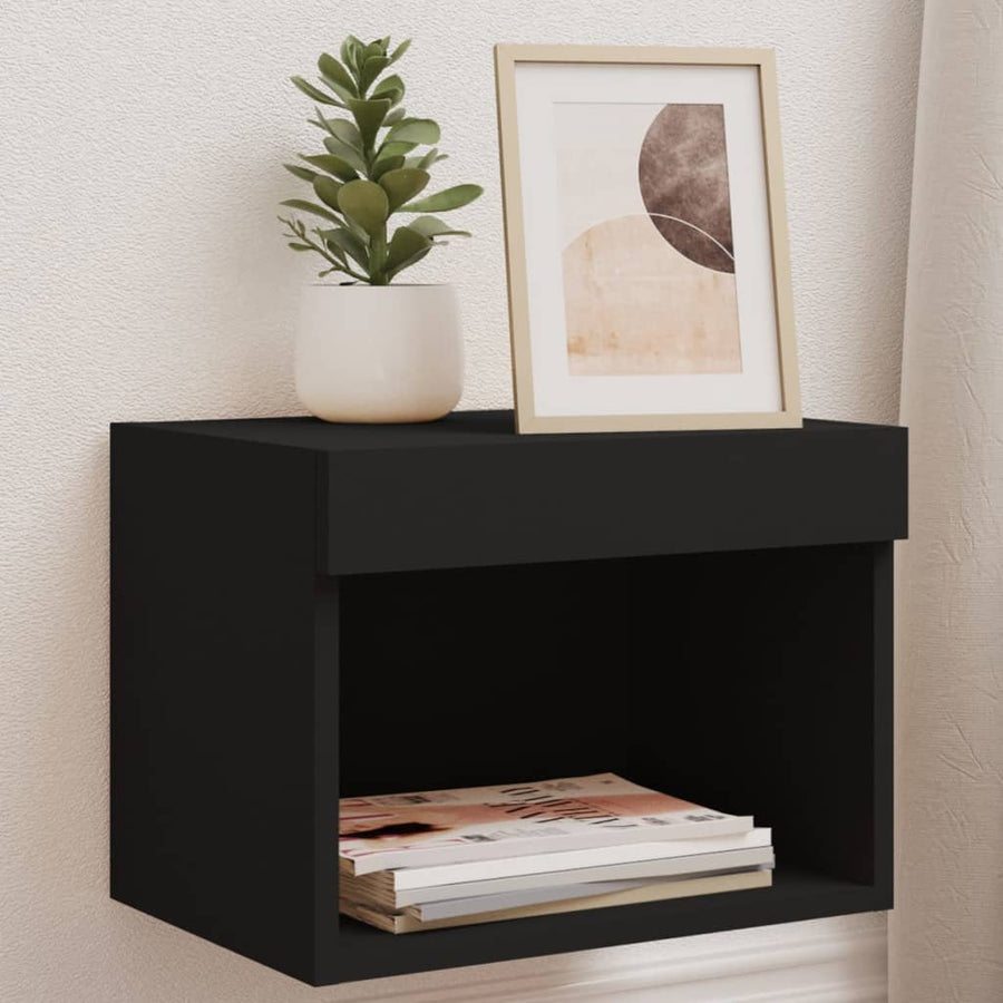 Noptiere Cu Lumini Led Montate Pe Perete, 2 Buc.,