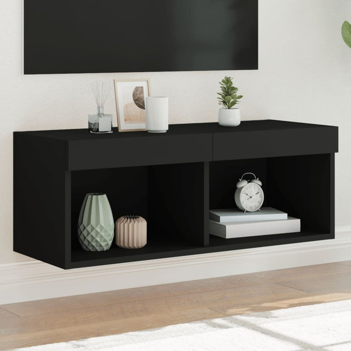 Noptiere Cu Lumini Led Montate Pe Perete, 2 Buc.,