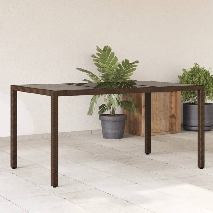 Masă De Grădină Cu Blat Din Sticlă 150X90X75 Cm, Poliratan