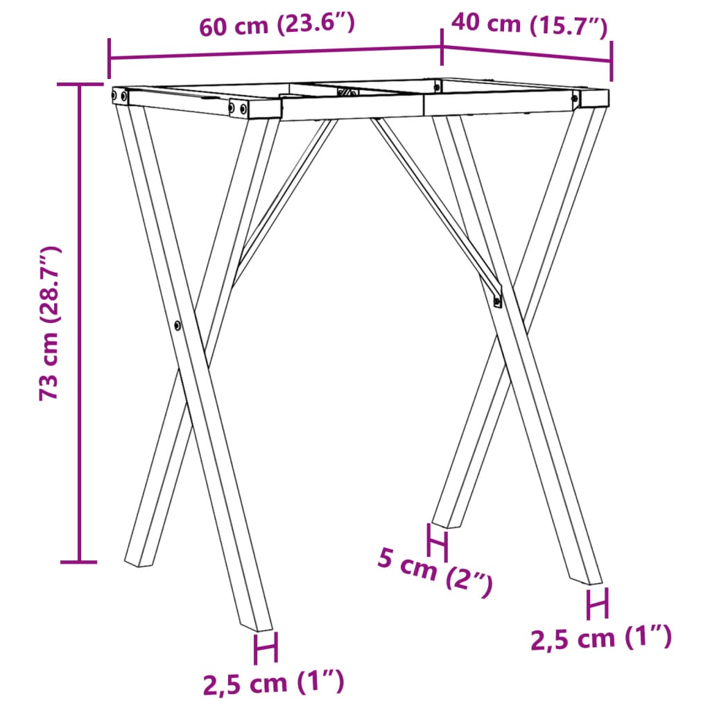 Picioare Masă De Sufragerie X-Frame 60X40X73 Cm Fontă