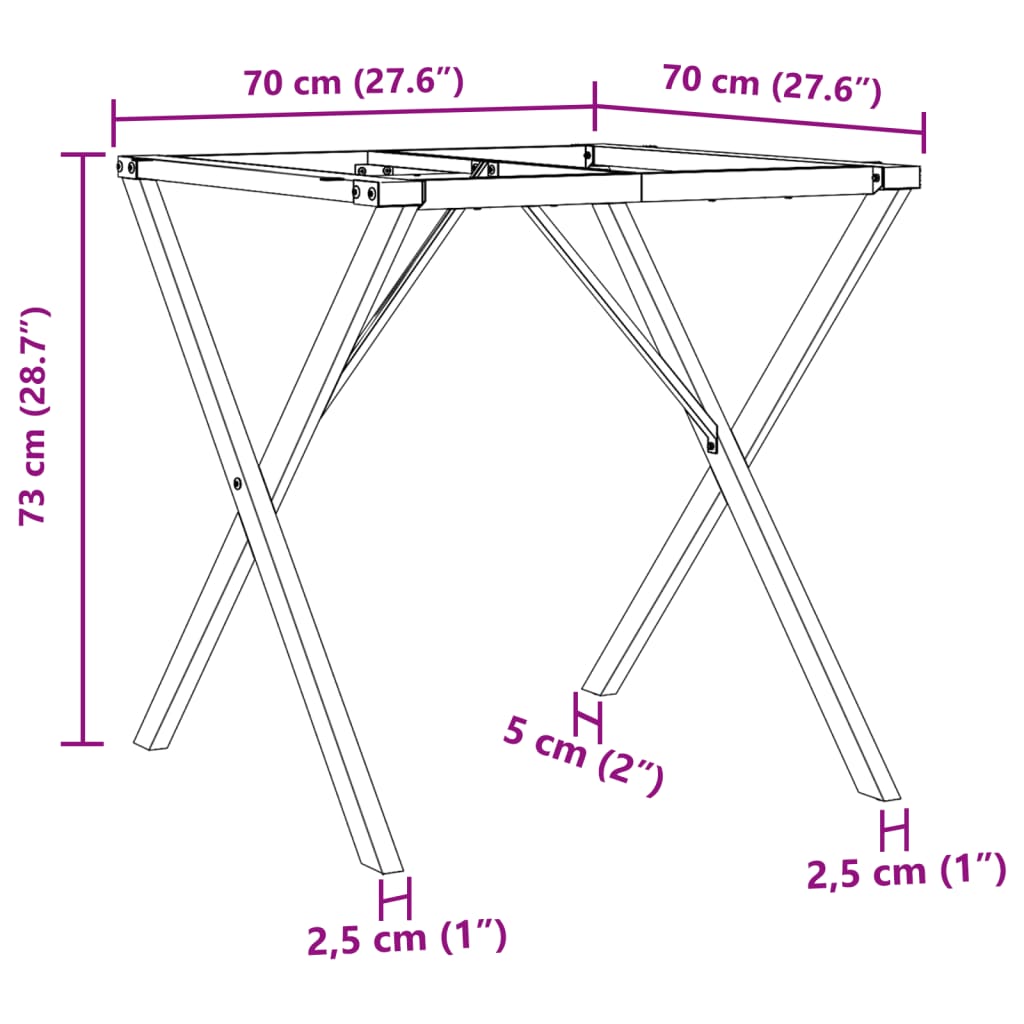 Picioare Masă De Sufragerie X-Frame 70X70X73 Cm Fontă