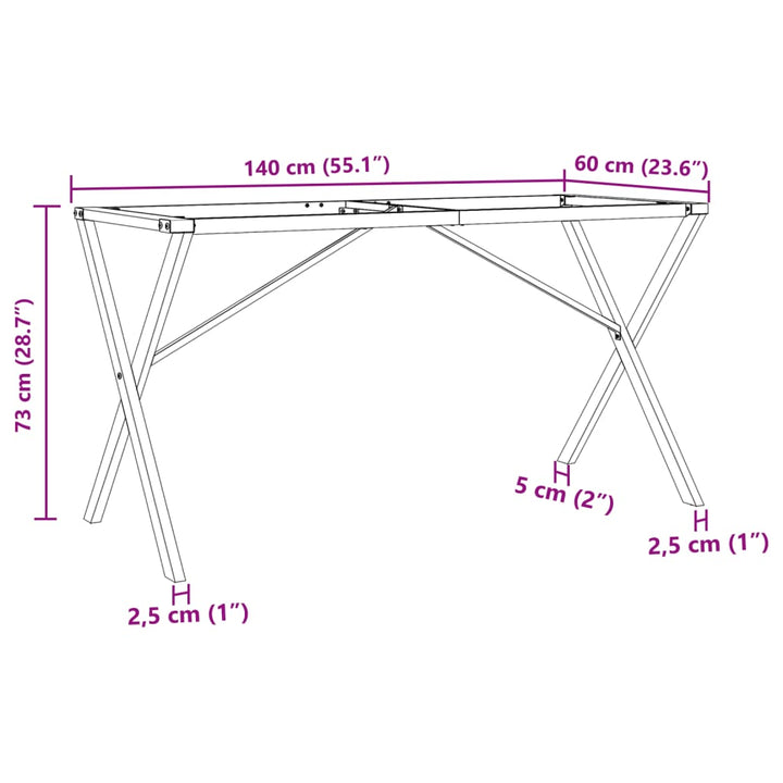 Picioare Masă De Sufragerie X-Frame 140X60X73 Cm Fontă