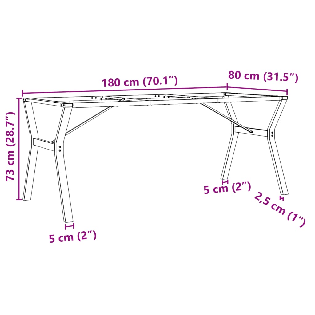 Picioare Masă De Sufragerie Y-Frame 180X80X73 Cm Fontă