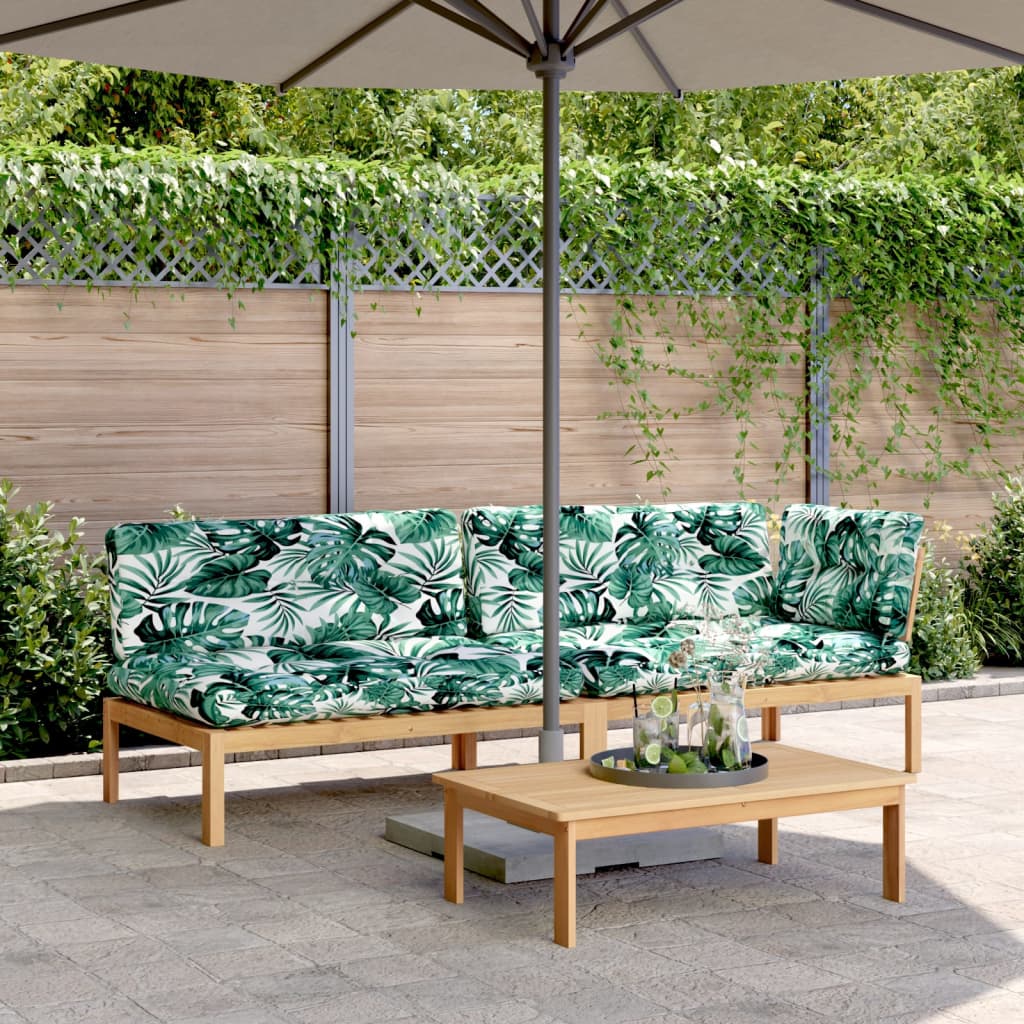 Set Canapele Grădină Cu Perne Din Paleți, 3 Piese, Lemn Acacia